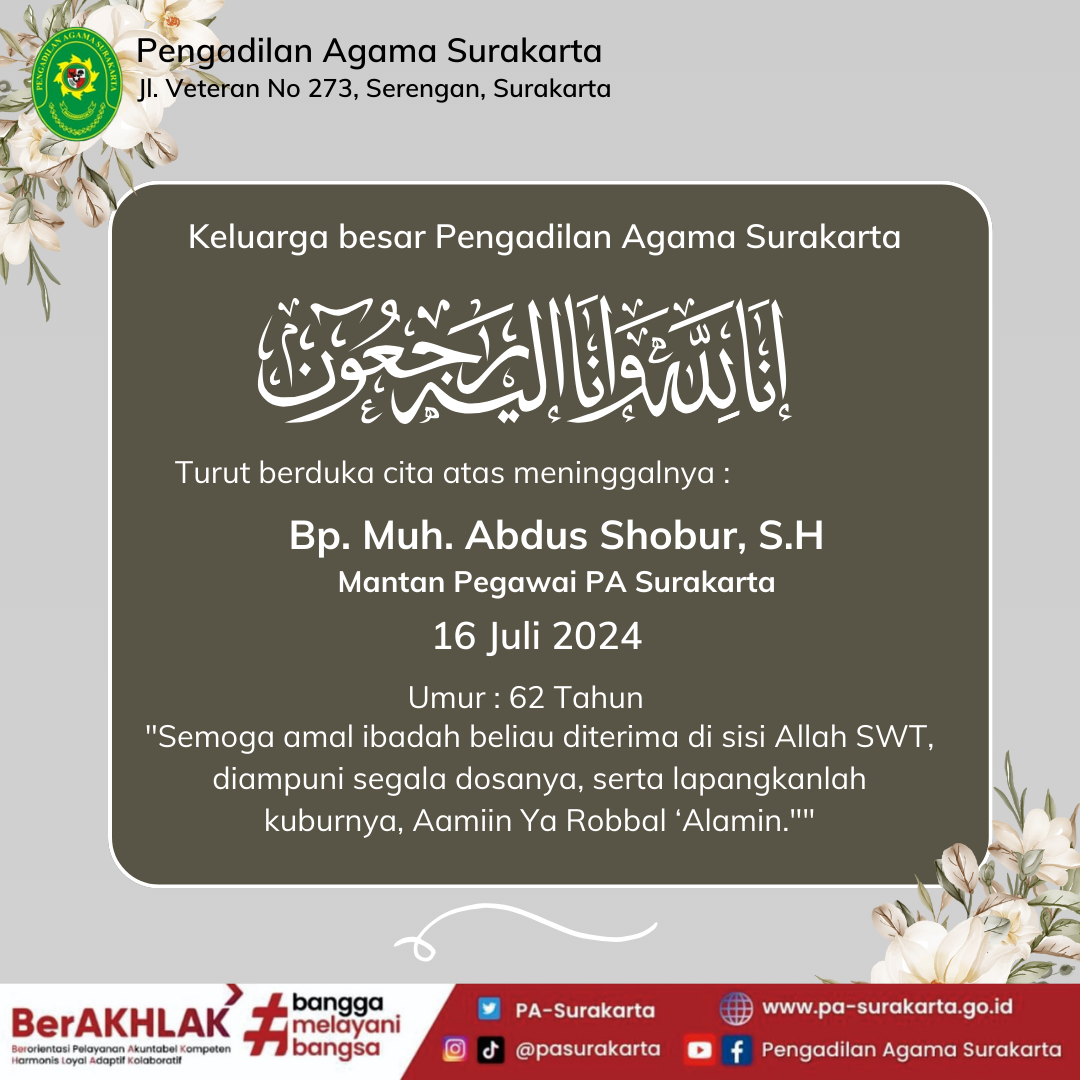 Berita Duka Bp. Muh. Abdus Shobur, S.H